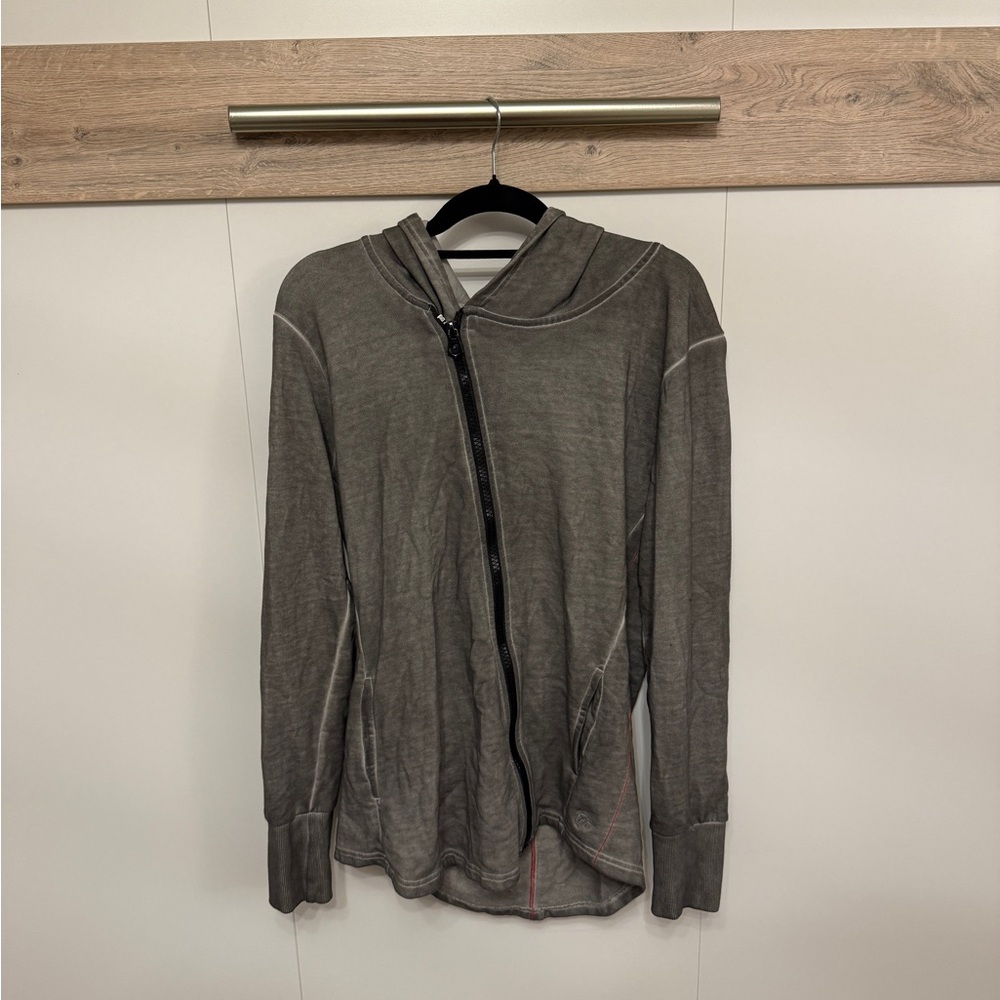 Gray Women's Hooded Jacket True Prodigy Asymmetrical Zipper Size Large